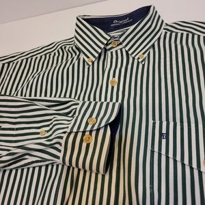 Tony Lama, Green/White Stripe Shirt,‎ Long Sleeve, Size M